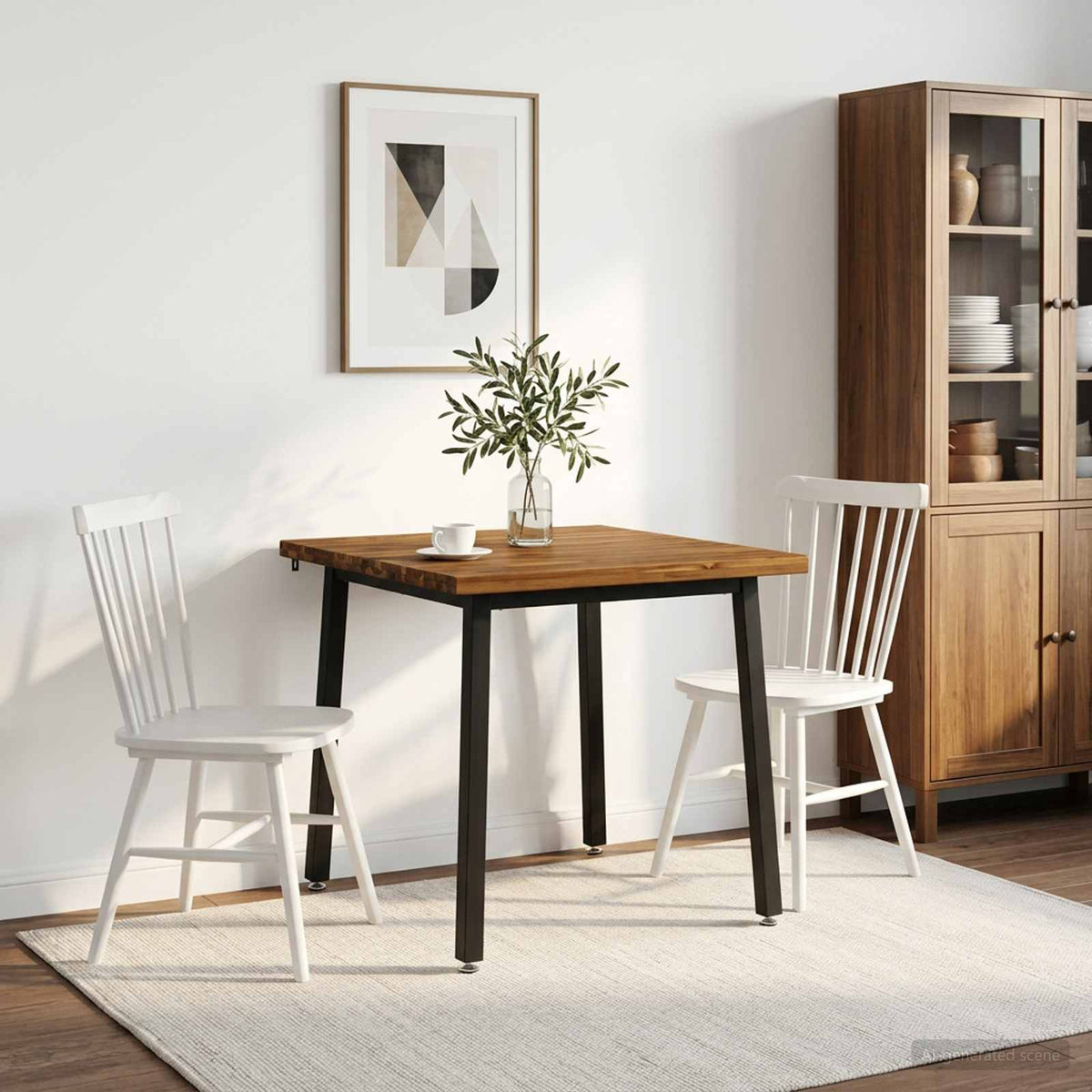 vidaXL 60 x 55 x 75 cm Solid Acacia Wood Natural and Black Rectangular
