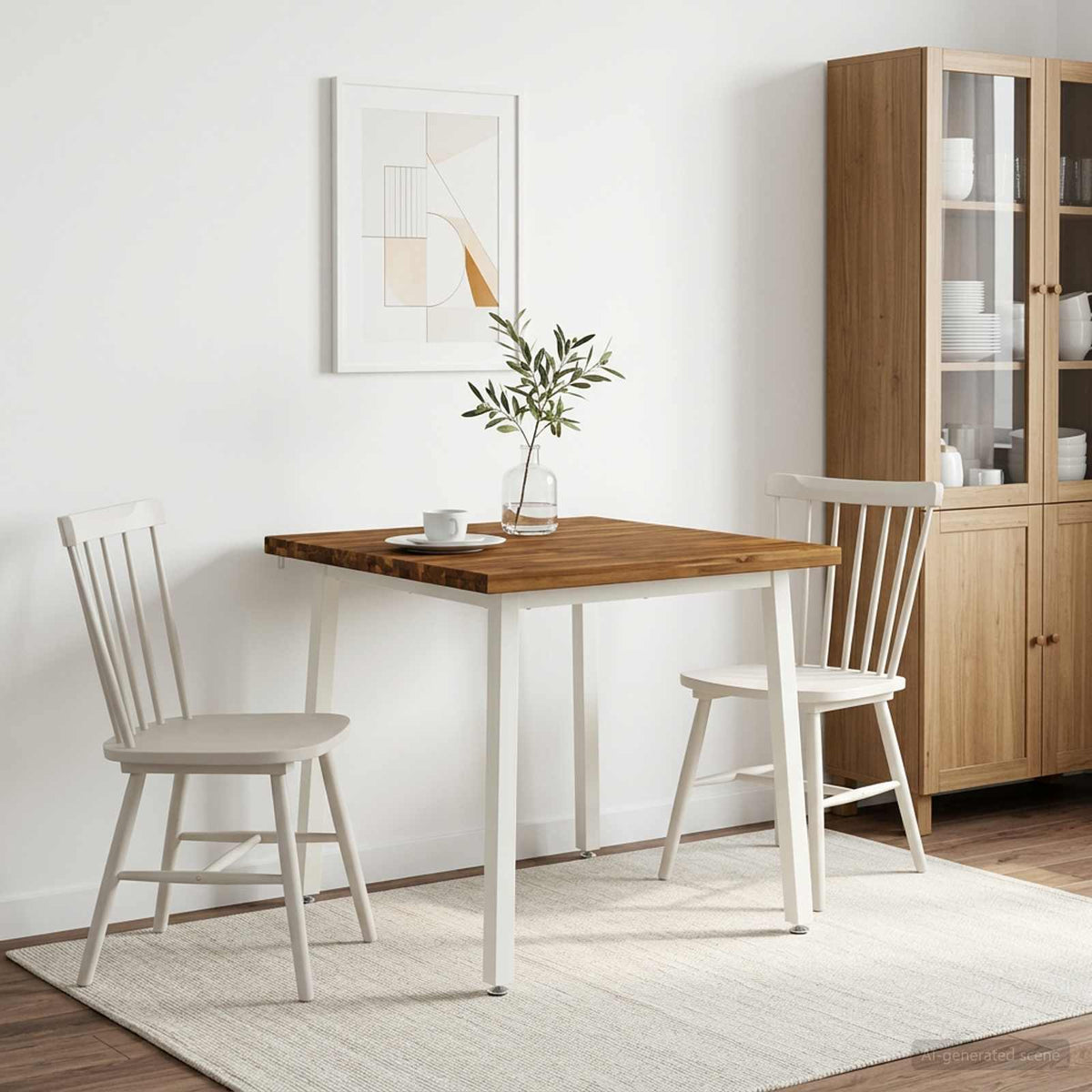 vidaXL 70 x 70 x 75 cm Solid Acacia Wood Natural and White Square