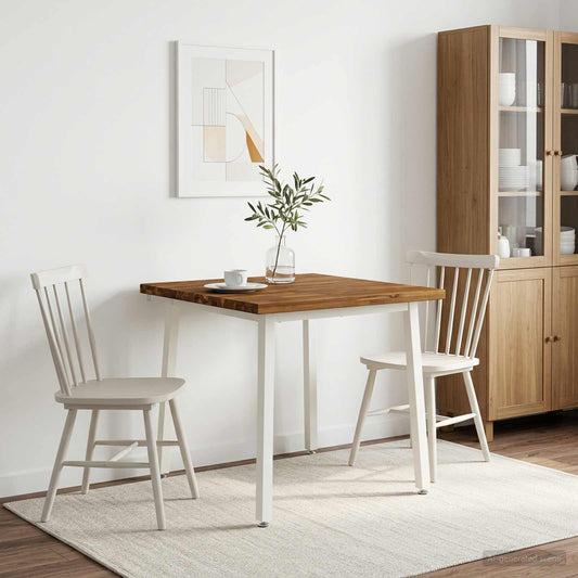 vidaXL 60 x 55 x 75 cm Solid Acacia Wood Natural and White Rectangular