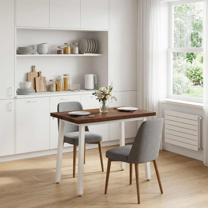 vidaXL 90 x 55 x 75 cm Solid Acacia Wood Dark Brown and White