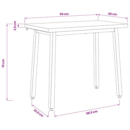 vidaXL 90 x 55 x 75 cm Solid Acacia Wood Dark Brown and White