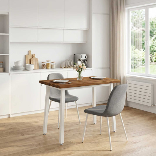 vidaXL 90 x 55 x 75 cm Solid Acacia Wood Natural and White Rectangular