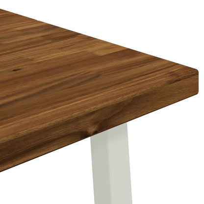 vidaXL 90 x 55 x 75 cm Solid Acacia Wood Natural and White Rectangular