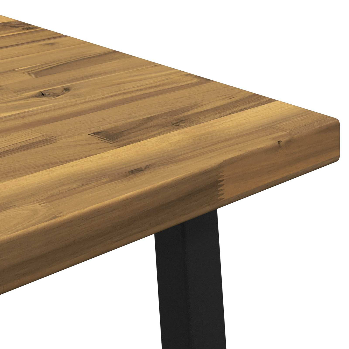 vidaXL 90 x 55 x 75 cm Solid Acacia Wood White and Black Rectangular