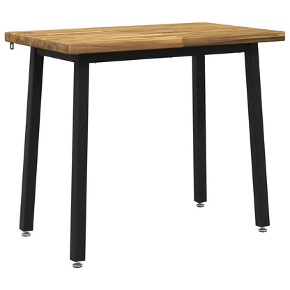 vidaXL 90 x 55 x 75 cm Solid Acacia Wood White and Black Rectangular