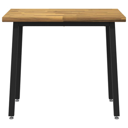 vidaXL 90 x 55 x 75 cm Solid Acacia Wood White and Black Rectangular