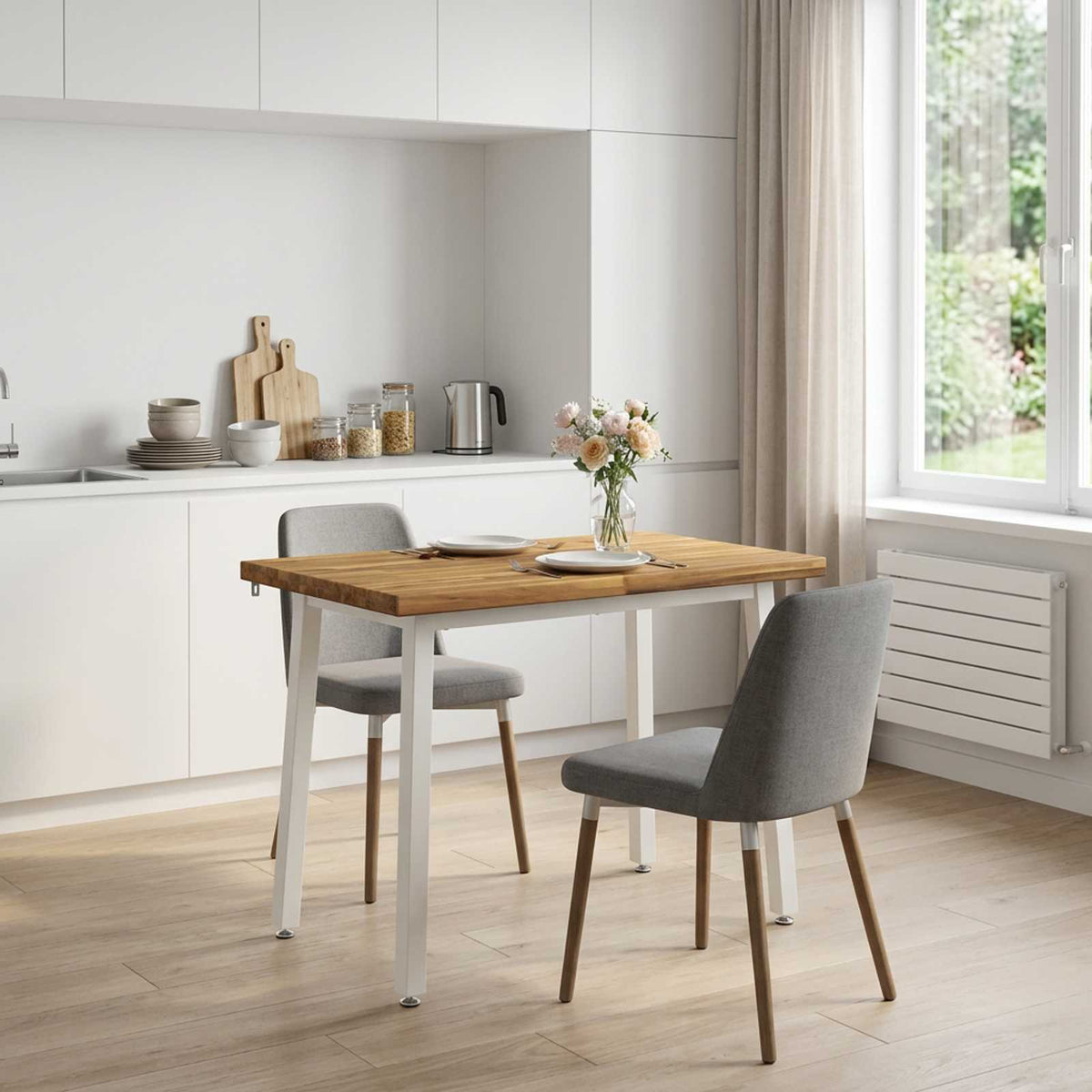 vidaXL 90 x 55 x 75 cm Solid Acacia Wood White Rectangular