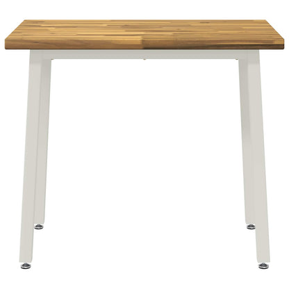 vidaXL 90 x 55 x 75 cm Solid Acacia Wood White Rectangular