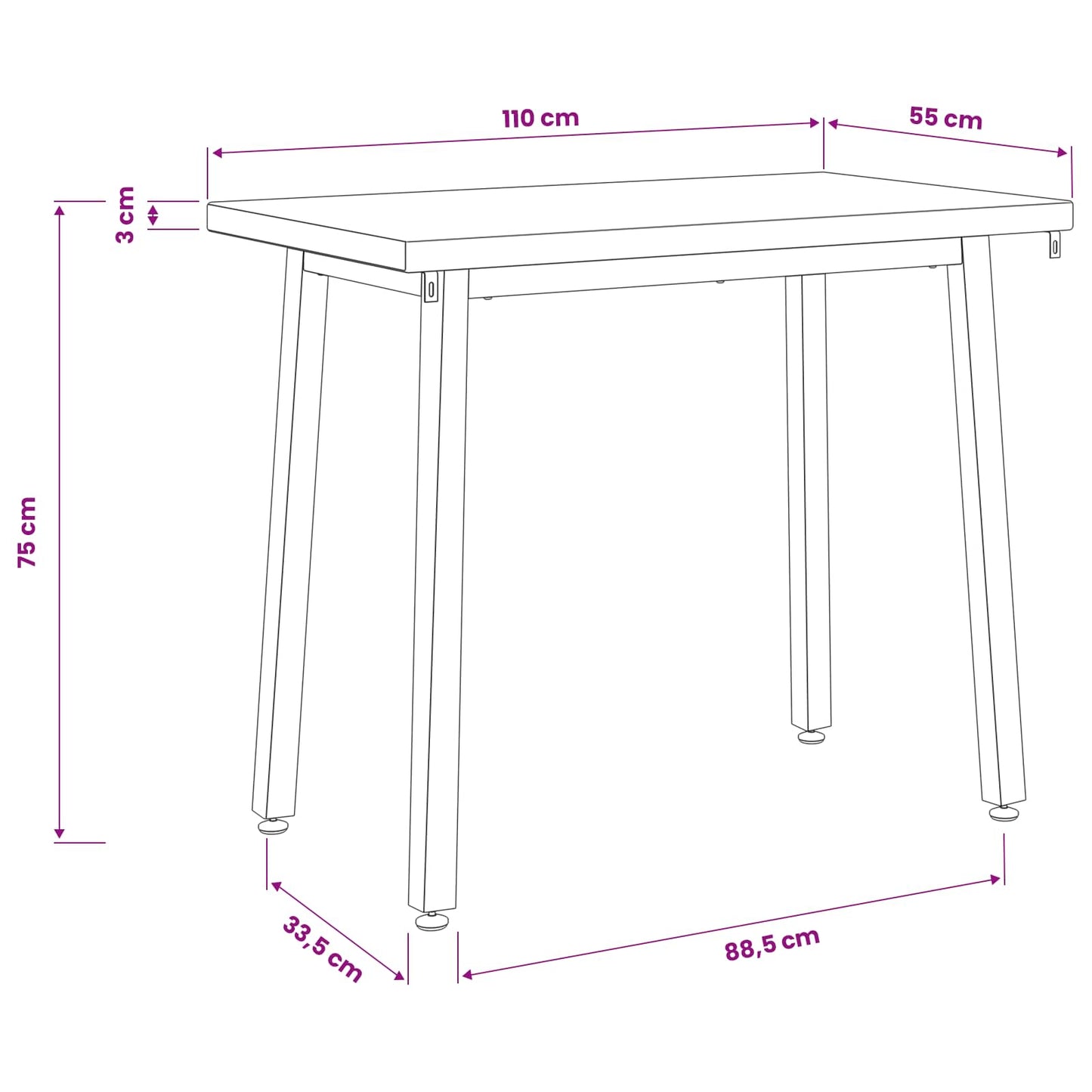 vidaXL 110 x 55 x 75 cm Solid Acacia Wood Dark Brown and Black