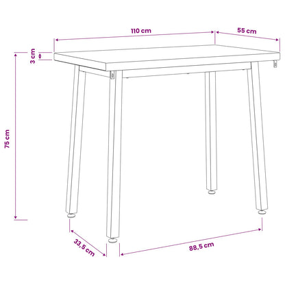 vidaXL 110 x 55 x 75 cm Solid Acacia Wood Dark Brown and Black