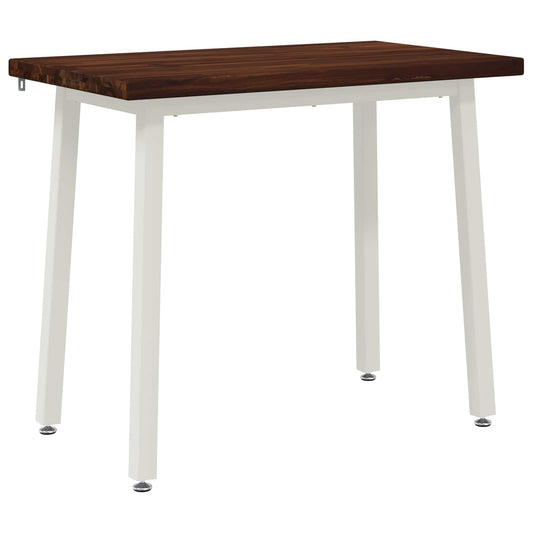 vidaXL 110 x 55 x 75 cm Solid Acacia Wood Dark Brown and White