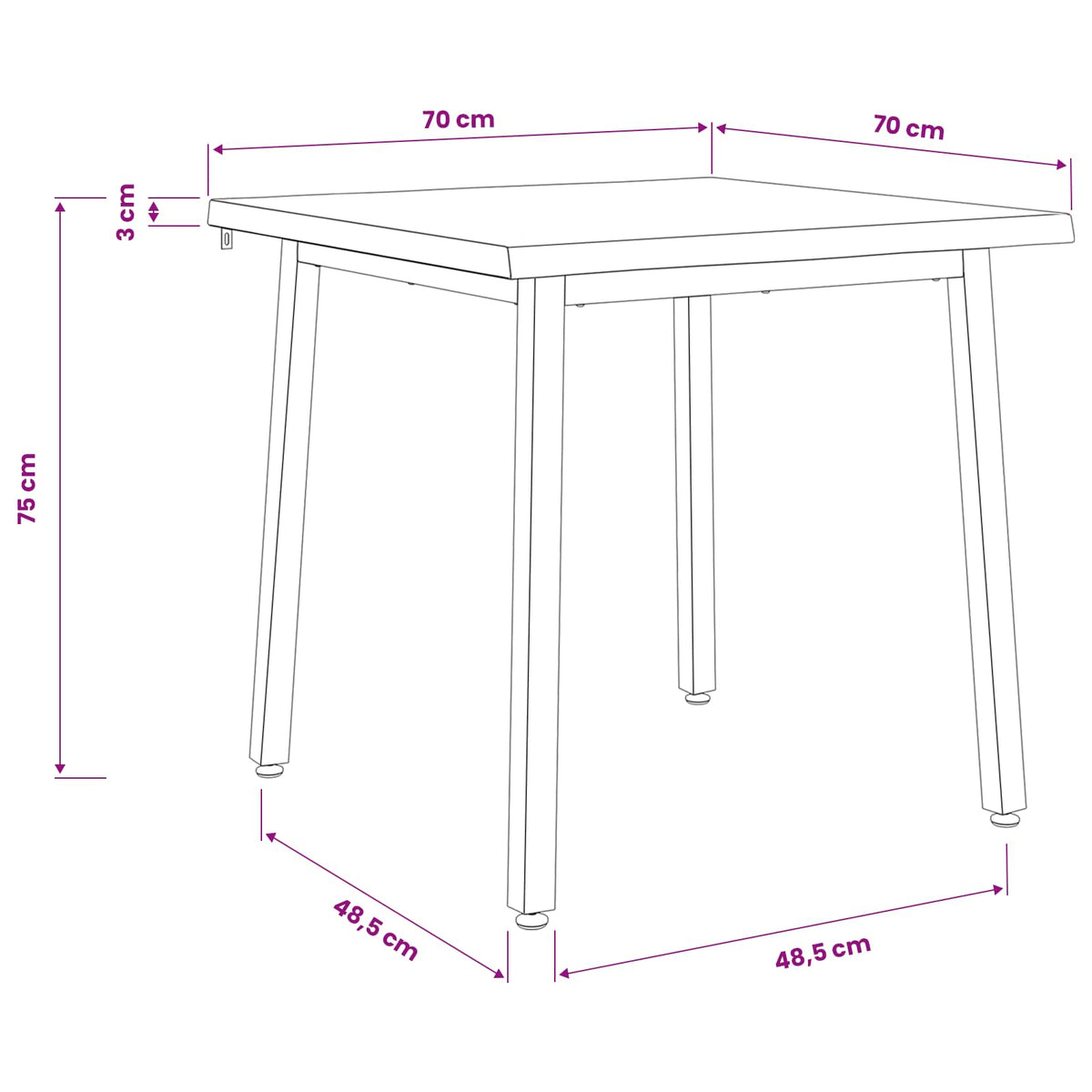 vidaXL 70 x 70 x 75 cm Solid Acacia Wood Dark Brown and Black Square