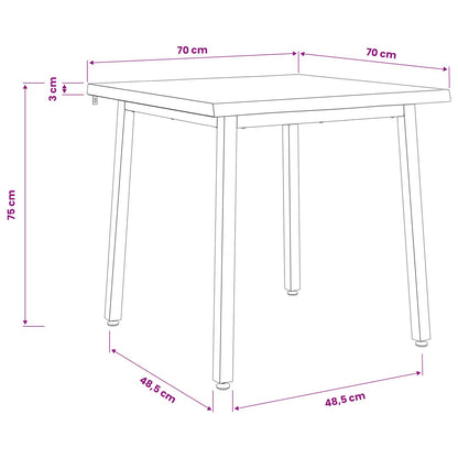 vidaXL 70 x 70 x 75 cm Solid Acacia Wood Dark Brown and White Square