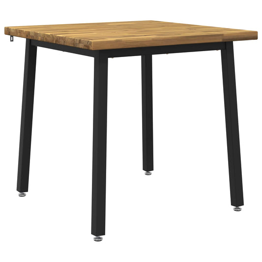 vidaXL 70 x 70 x 75 cm Solid Acacia Wood White and Black Square
