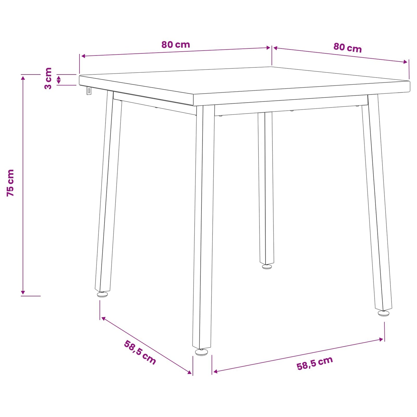 vidaXL 80 x 80 x 75 cm Solid Acacia Wood Natural and White Square