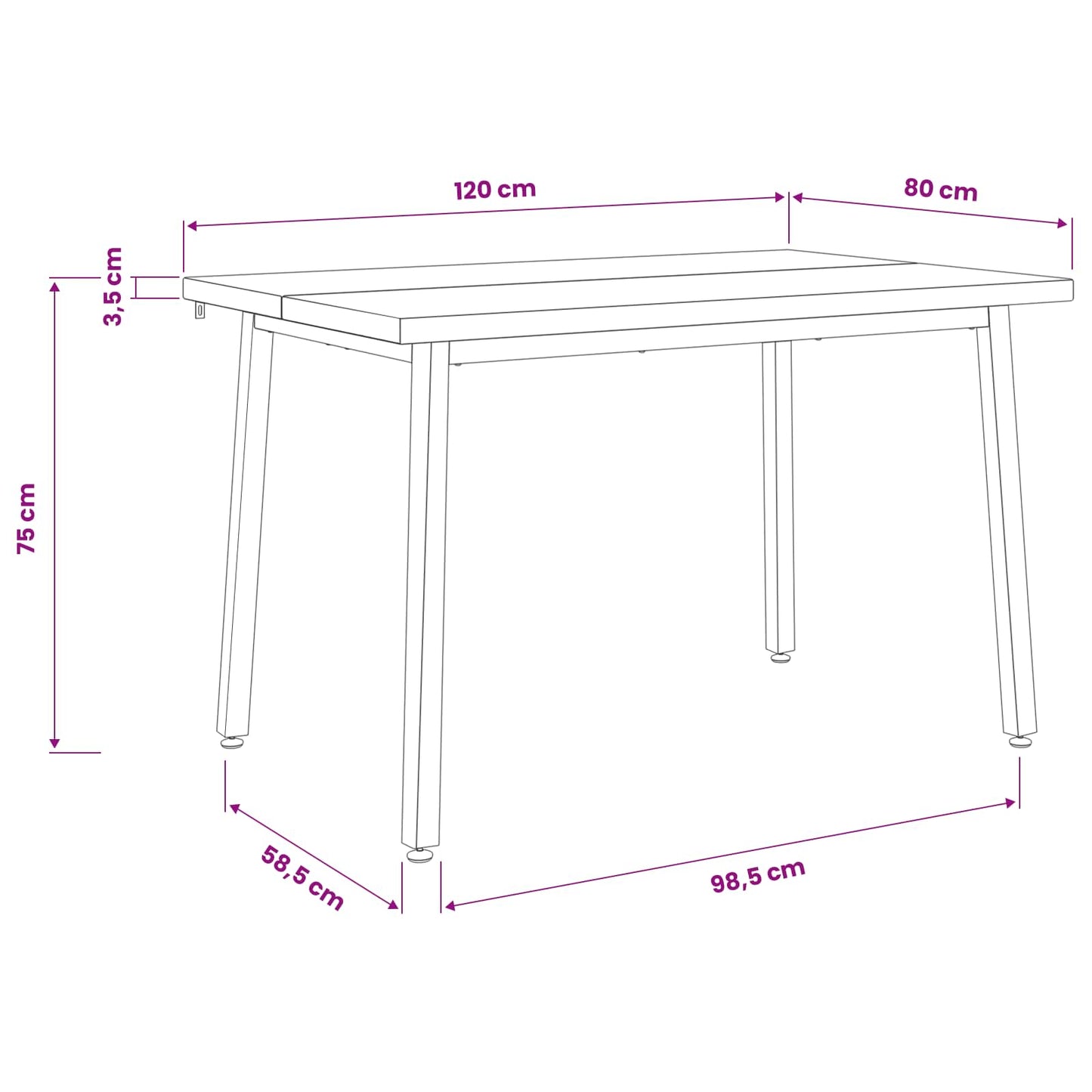 vidaXL 120 x 80 x 75 cm Solid Acacia Wood Natural and Black