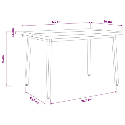 vidaXL 120 x 80 x 75 cm Solid Acacia Wood Natural and Coffee