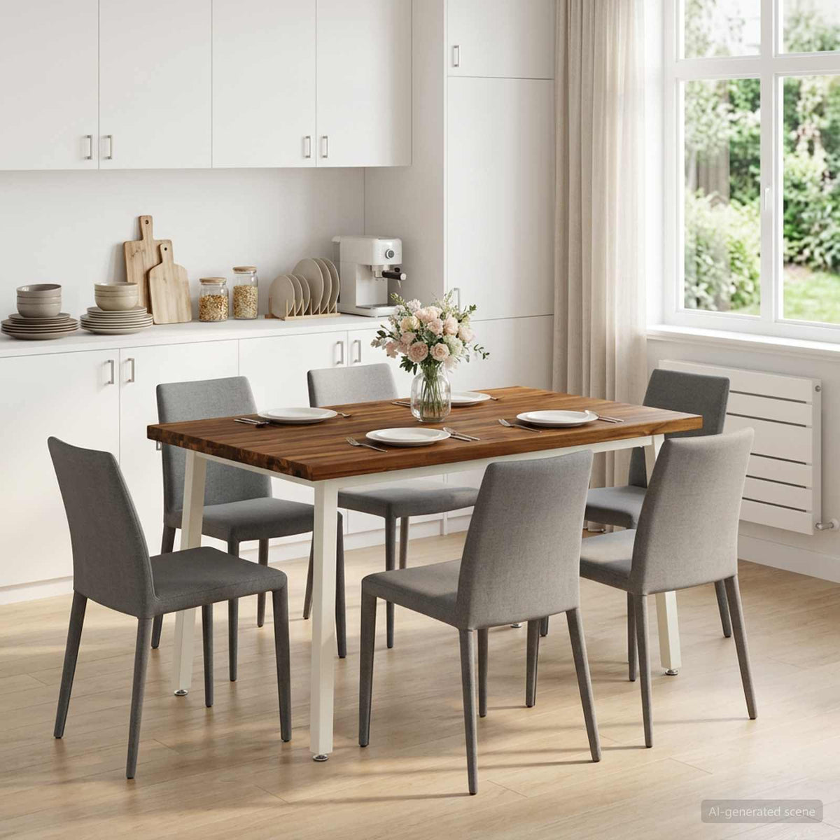 vidaXL 120 x 80 x 75 cm Solid Acacia Wood Natural and White