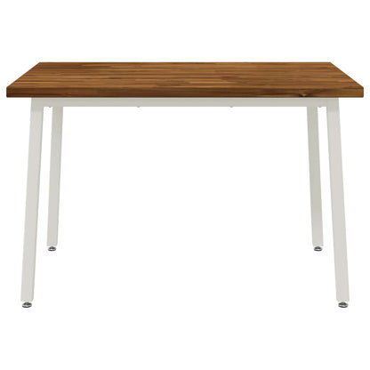 vidaXL 120 x 80 x 75 cm Solid Acacia Wood Natural and White