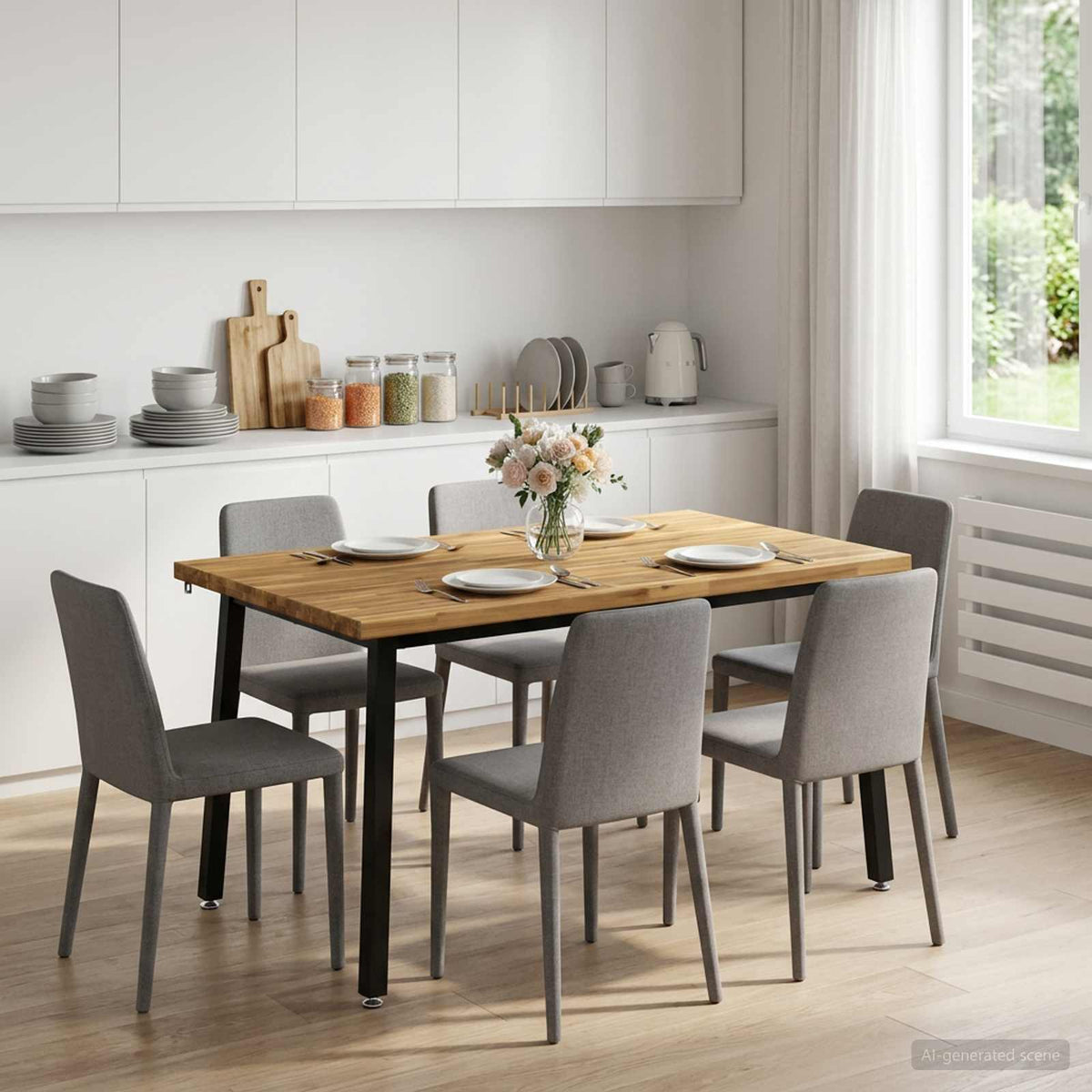vidaXL 120 x 80 x 75 cm Solid Acacia Wood White and Black Rectangular