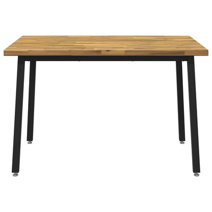 vidaXL 120 x 80 x 75 cm Solid Acacia Wood White and Black Rectangular