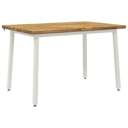 vidaXL 120 x 80 x 75 cm Solid Acacia Wood White Rectangular