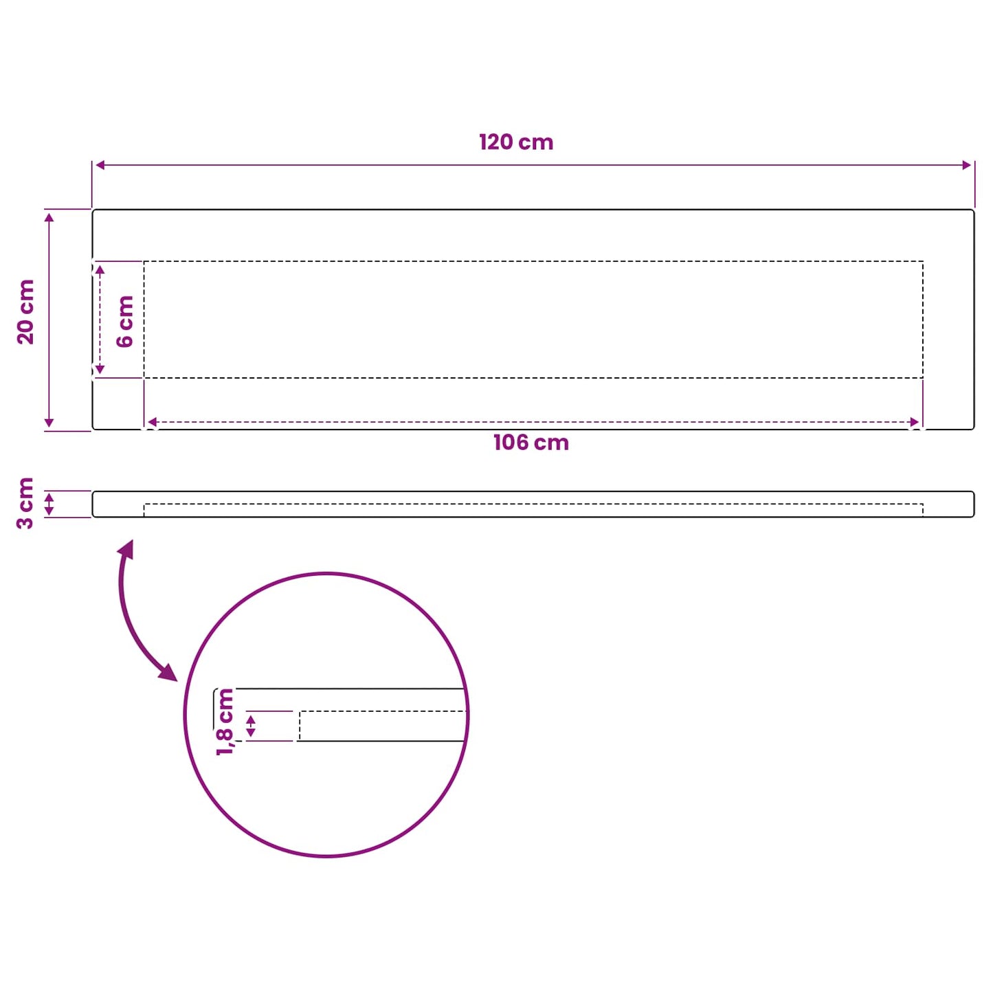vidaXL Rectangular Table Top 120 x 20 x 3.5 cm Rectangular Natural
