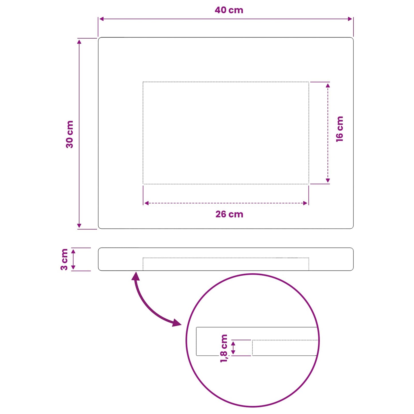 vidaXL Rectangular Table Top 40 x 30 x 3.5 cm Rectangular White