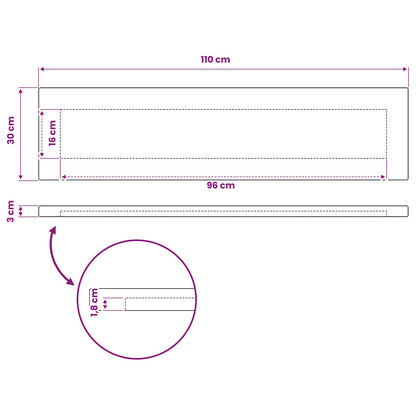 vidaXL Rectangular Table Top 110 x 30 x 3.5 cm Rectangular White