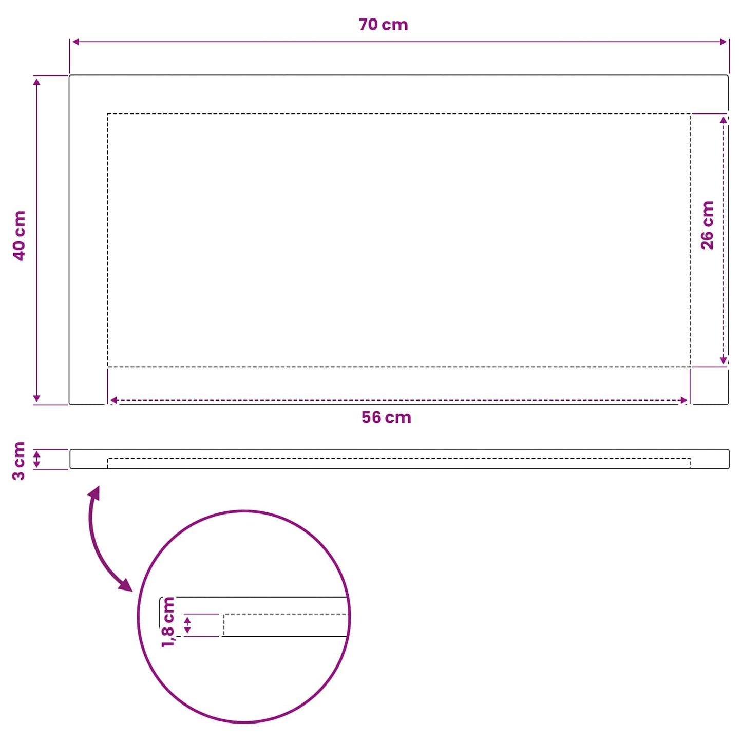 vidaXL Rectangular Table Top 70 x 40 x 3.5 cm Rectangular White