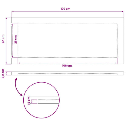 vidaXL Rectangular Table Top 120 x 40 x 3.2 cm Rectangular