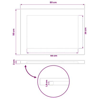 vidaXL Rectangular Table Top 80 x 50 x 3.5 cm Rectangular Natural