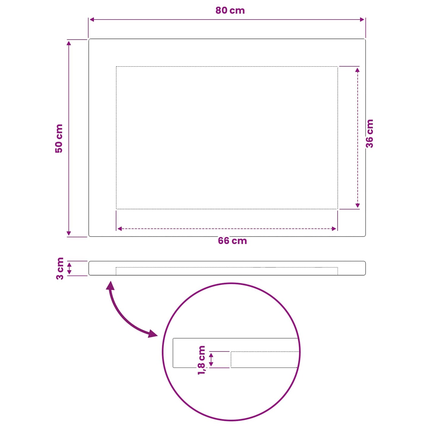 vidaXL Rectangular Table Top 80 x 50 x 3.5 cm Rectangular White