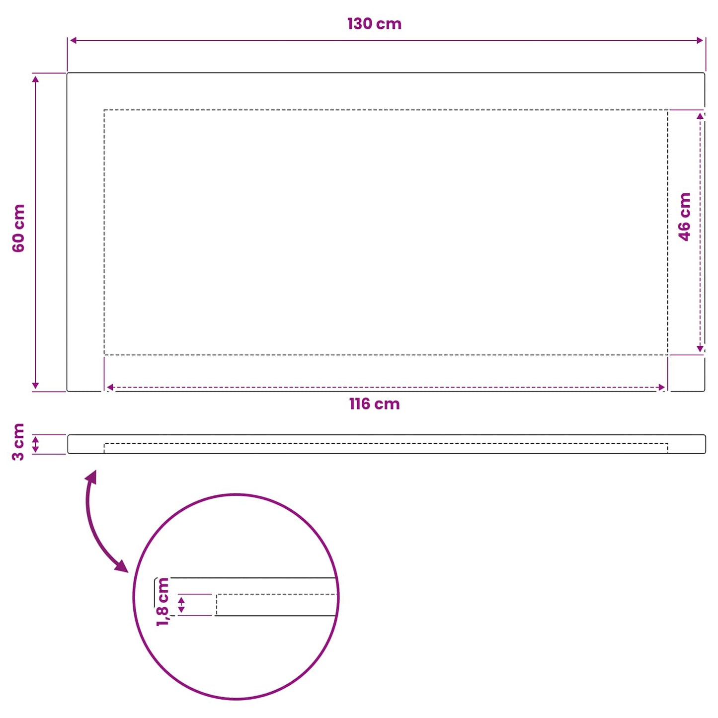 vidaXL Rectangular Table Top 130 x 60 x 3.5 cm Rectangular White