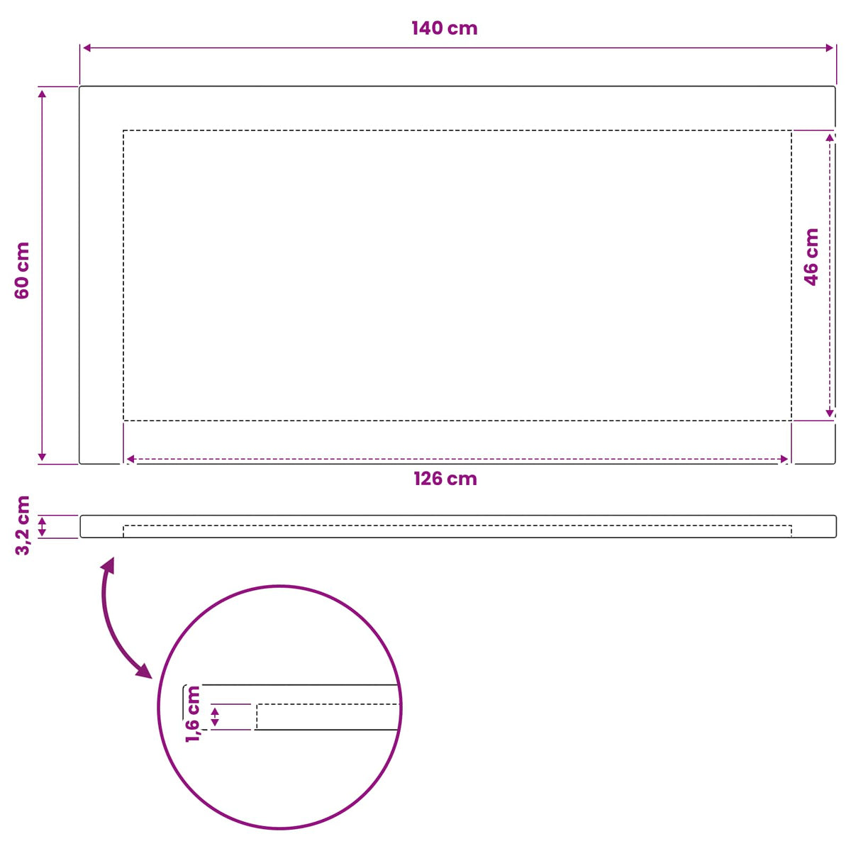 vidaXL Rectangular Table Top 140 x 60 x 3.2 cm Rectangular