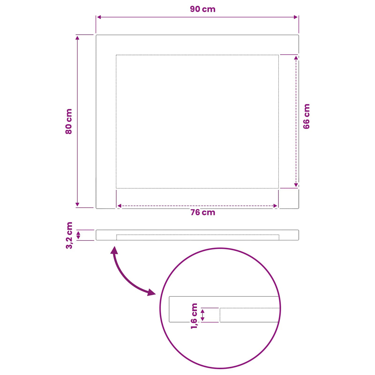 vidaXL Rectangular Table Top 90 x 80 x 3.2 cm Rectangular