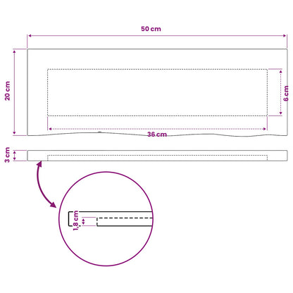 vidaXL Live Edge Table Top 50 x 20 x 3.5 cm Rectangular White