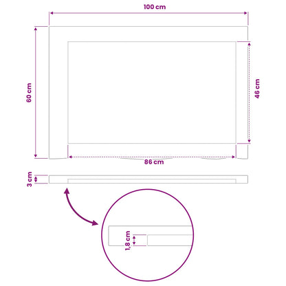 vidaXL Live Edge Table Top 100 x 60 x 3.5 cm Rectangular White