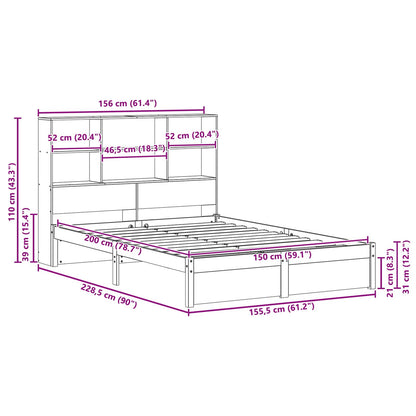 vidaXL Bed Frame with Storage Headboard Wax Brown 150 x 200 cm