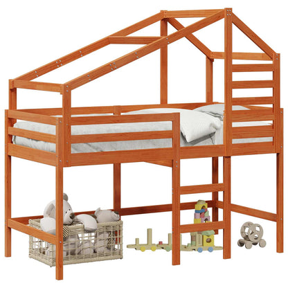 vidaXL Loft Bed Frame Wax Brown 90 x 190 cm Solid Pine Wood