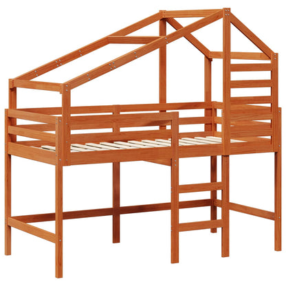 vidaXL Loft Bed Frame Wax Brown 90 x 190 cm Solid Pine Wood