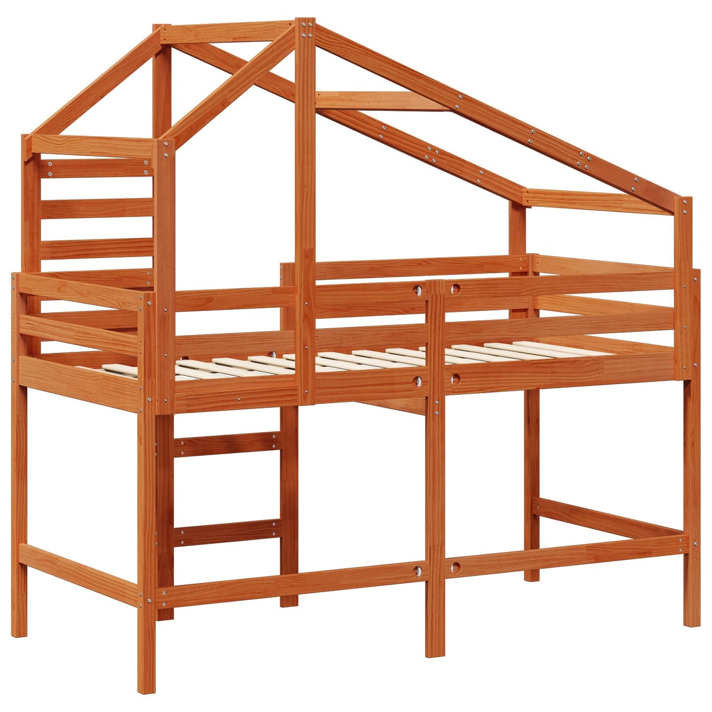 vidaXL Loft Bed Frame Wax Brown 90 x 190 cm Solid Pine Wood