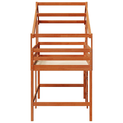 vidaXL Loft Bed Frame Wax Brown 90 x 190 cm Solid Pine Wood
