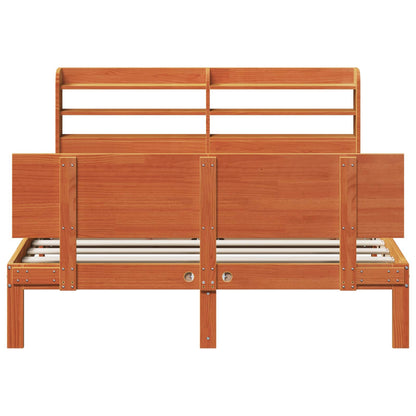 vidaXL Bed Frame with Headboard 2 pcs Wax Brown Solid Pine Wood