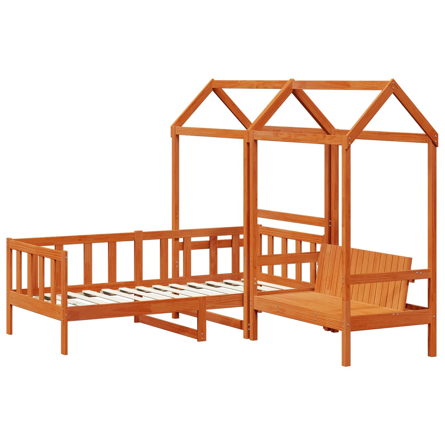 vidaXL Day Bed Set Wax Brown 90 x 200 cm Solid Pine Wood