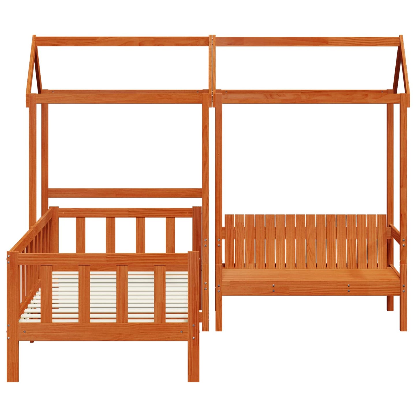 vidaXL Day Bed Set Wax Brown 90 x 200 cm Solid Pine Wood