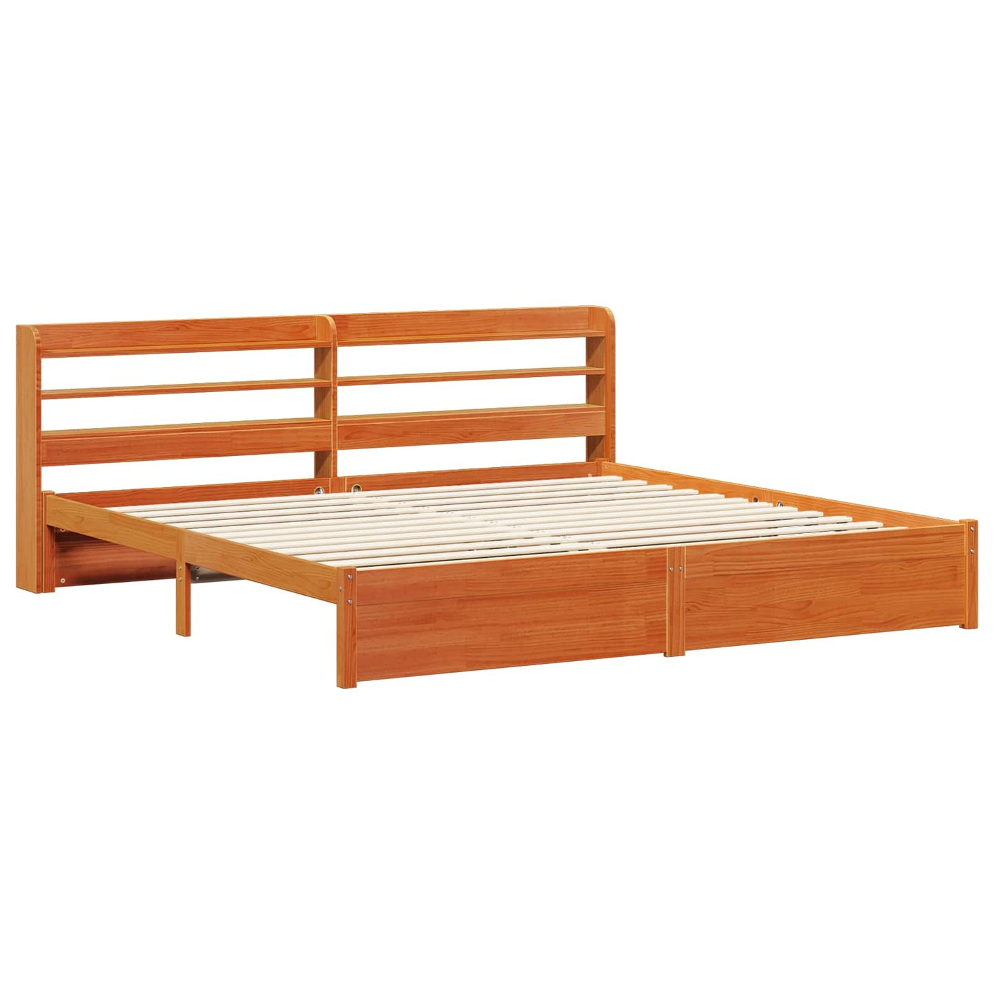 vidaXL Bed Frame with Headboard 2 pcs Wax Brown Solid Pine Wood