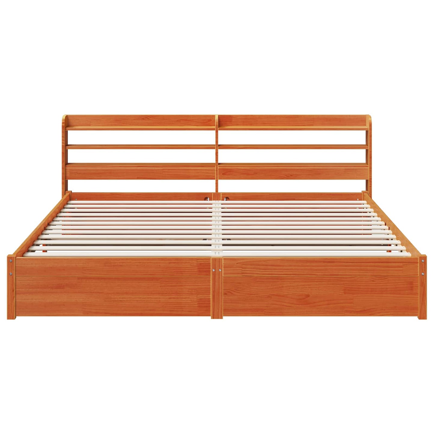 vidaXL Bed Frame with Headboard 2 pcs Wax Brown Solid Pine Wood
