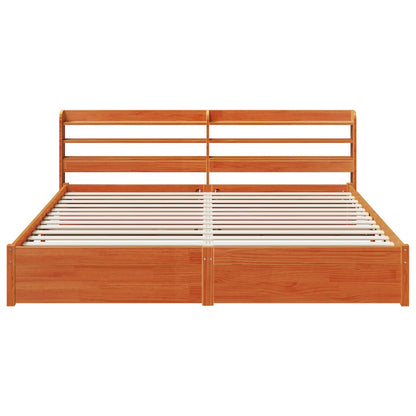 vidaXL Bed Frame with Headboard 2 pcs Wax Brown Solid Pine Wood