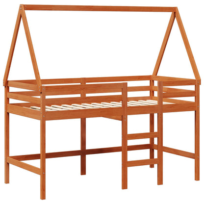 vidaXL Loft Bed Frame Wax Brown 90 x 190 cm Solid Pine Wood